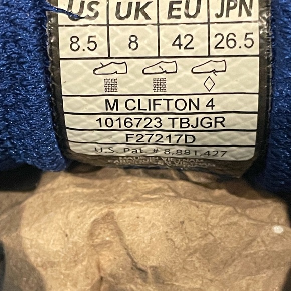 Men's Hoka One One Clifton 4 Blue Running Shoes Sneakers 1016723 TBJGR Size 8.5 - Picture 5 of 6